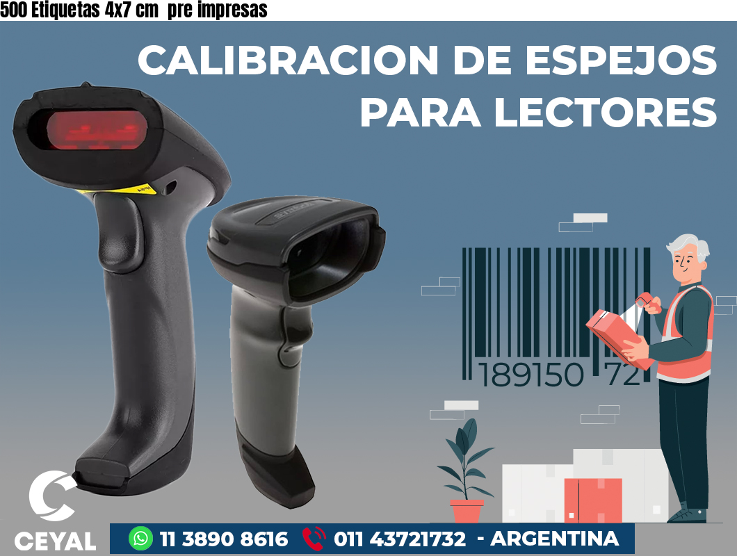 500 Etiquetas 4x7 cm  pre impresas
