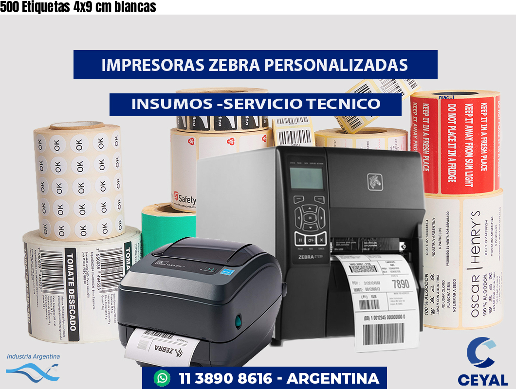 500 Etiquetas 4x9 cm blancas