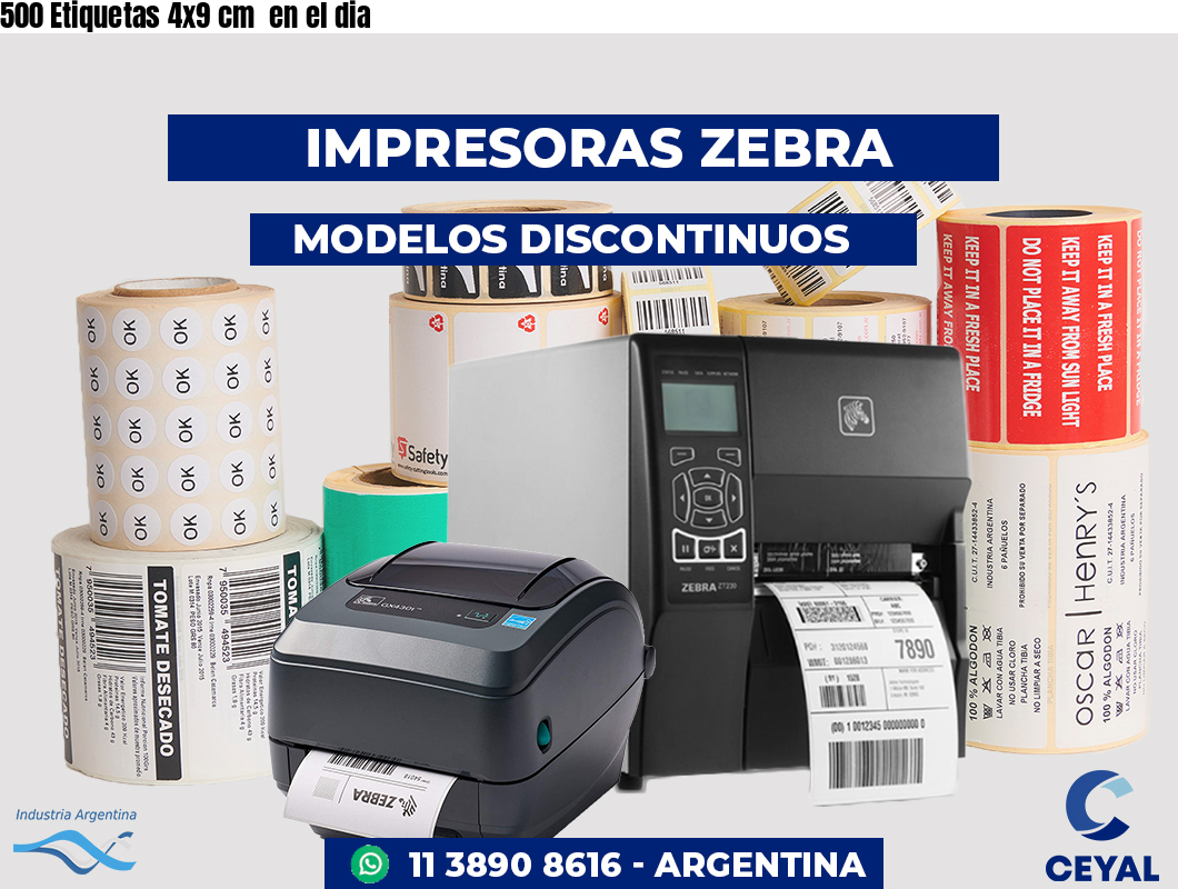 500 Etiquetas 4x9 cm en el dia