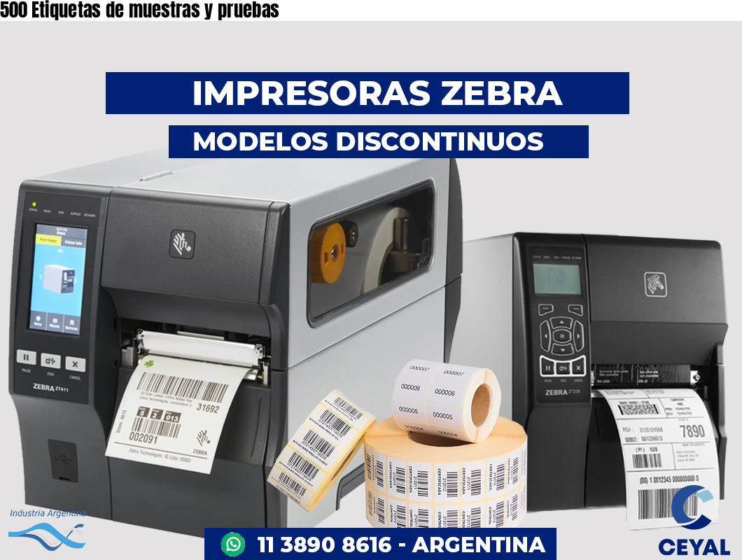 500 Etiquetas de muestras y pruebas
