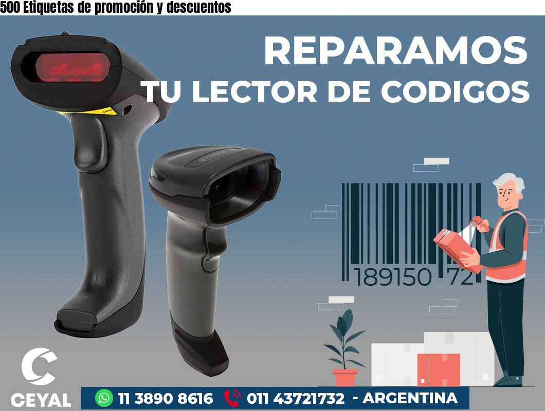 500 Etiquetas de promoción y descuentos
