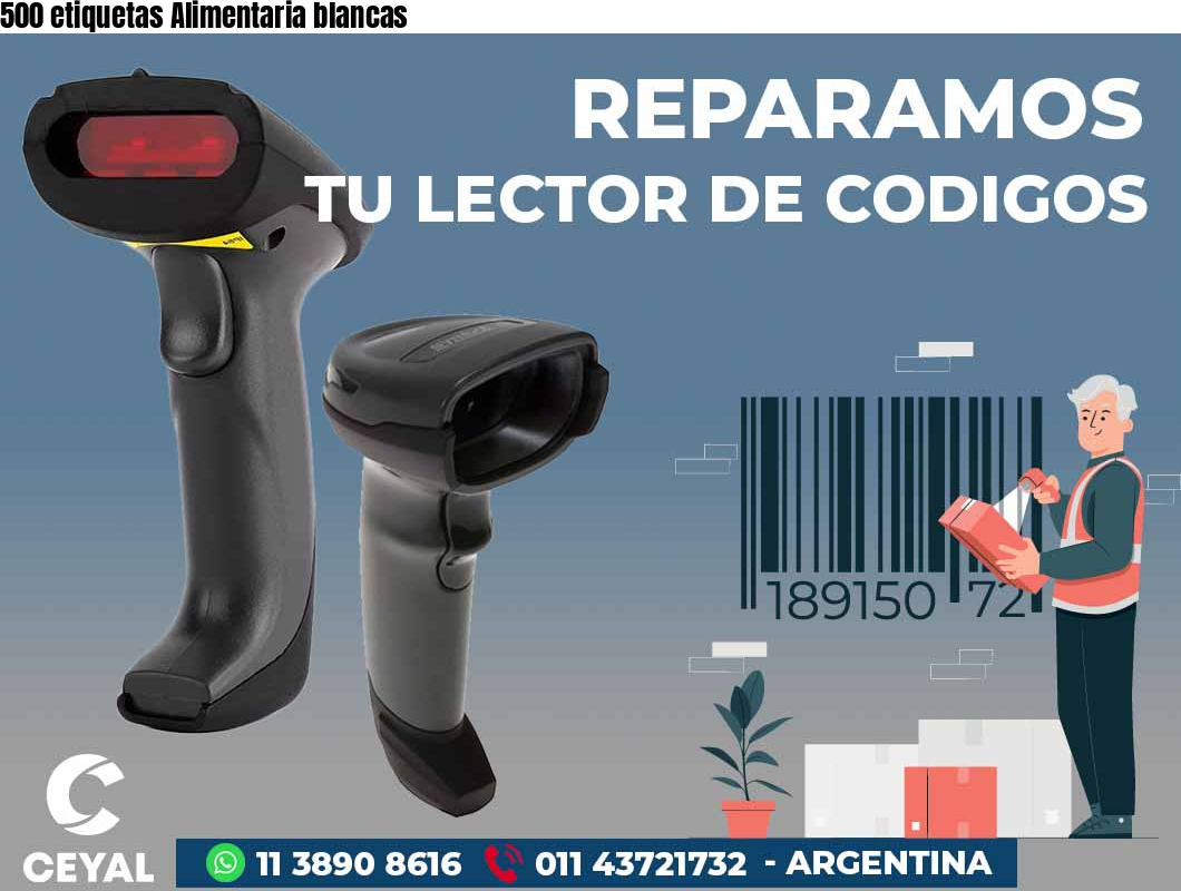 500 etiquetas Alimentaria blancas