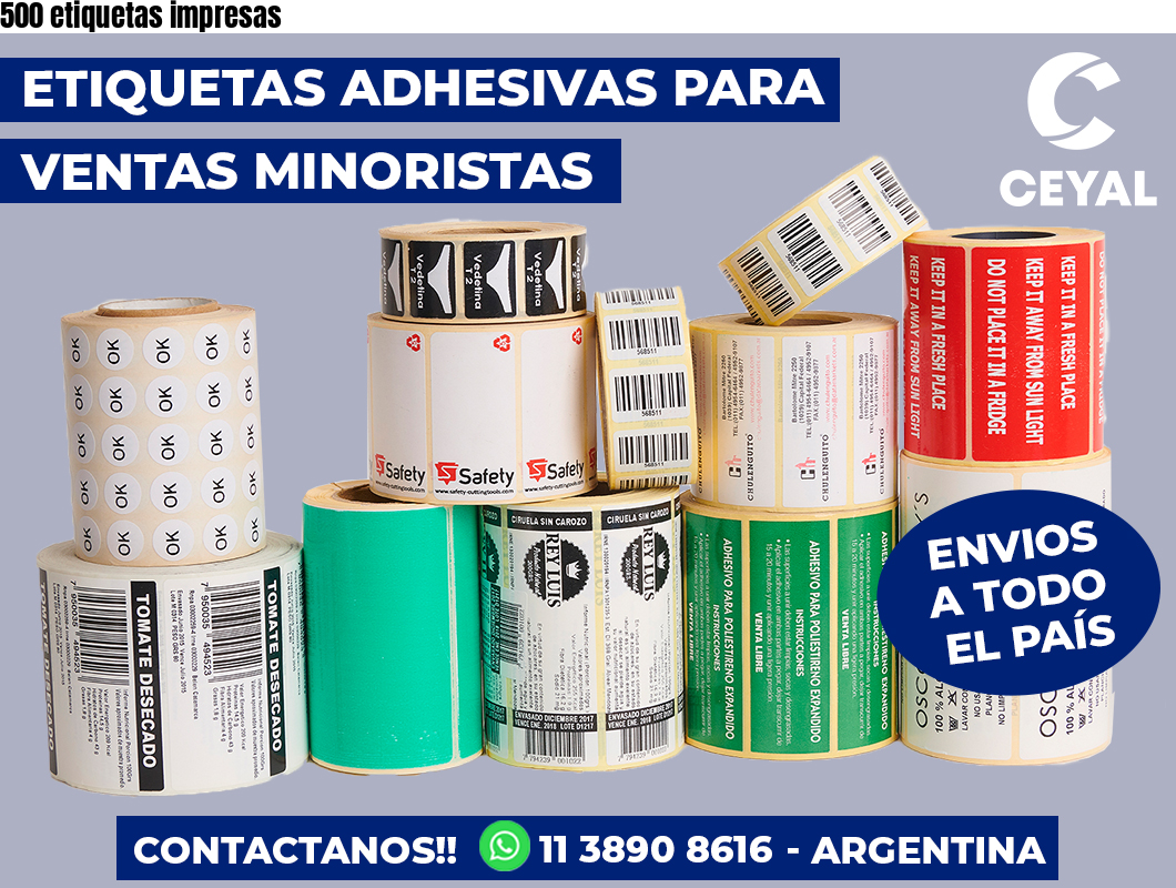 500 etiquetas impresas