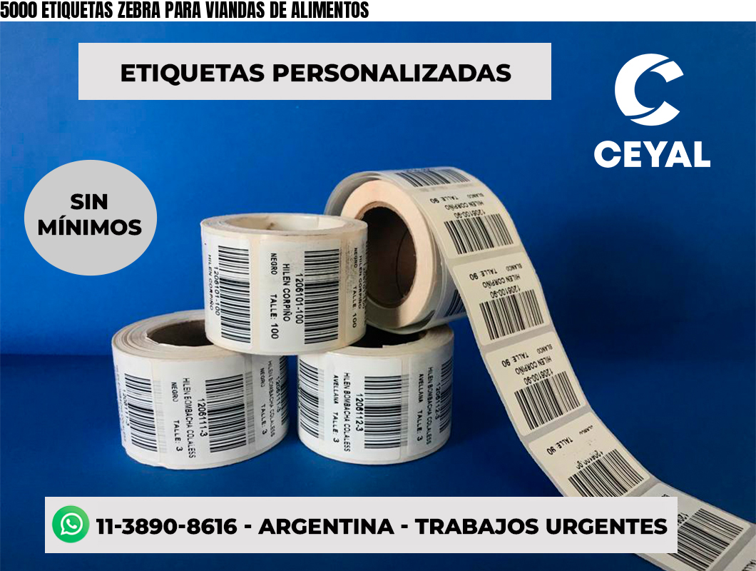 5000 ETIQUETAS ZEBRA PARA VIANDAS DE ALIMENTOS