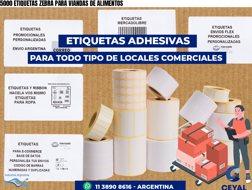 5000 ETIQUETAS ZEBRA PARA VIANDAS DE ALIMENTOS