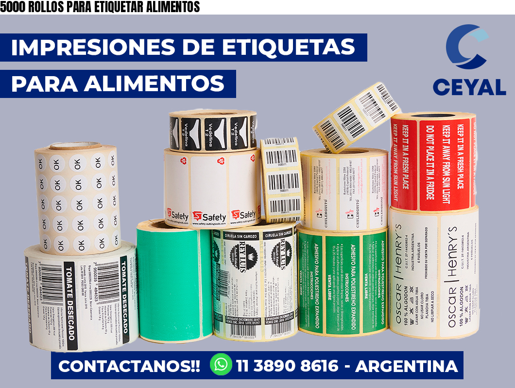 5000 ROLLOS PARA ETIQUETAR ALIMENTOS
