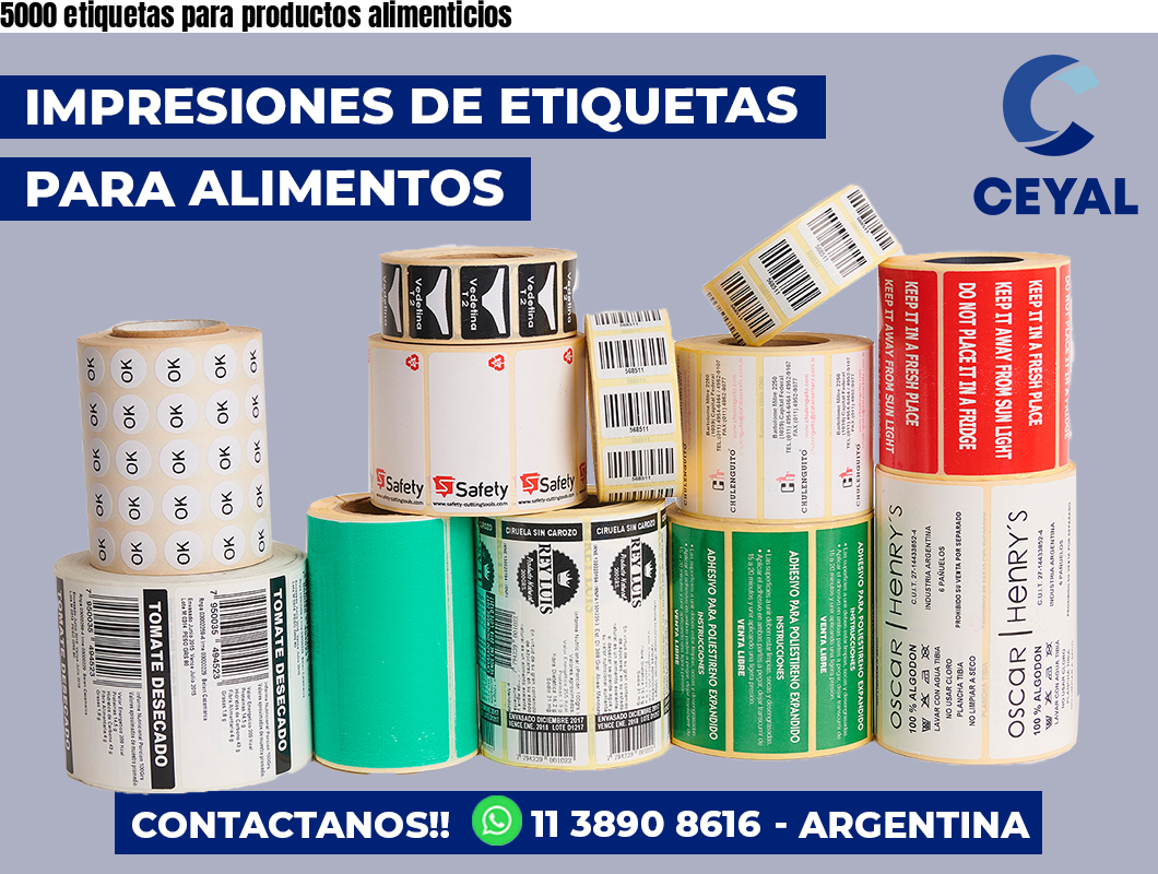 5000 etiquetas para productos alimenticios