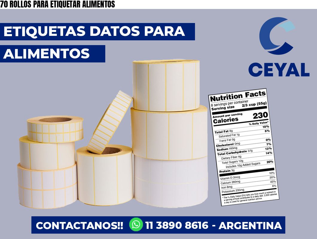 70 ROLLOS PARA ETIQUETAR ALIMENTOS