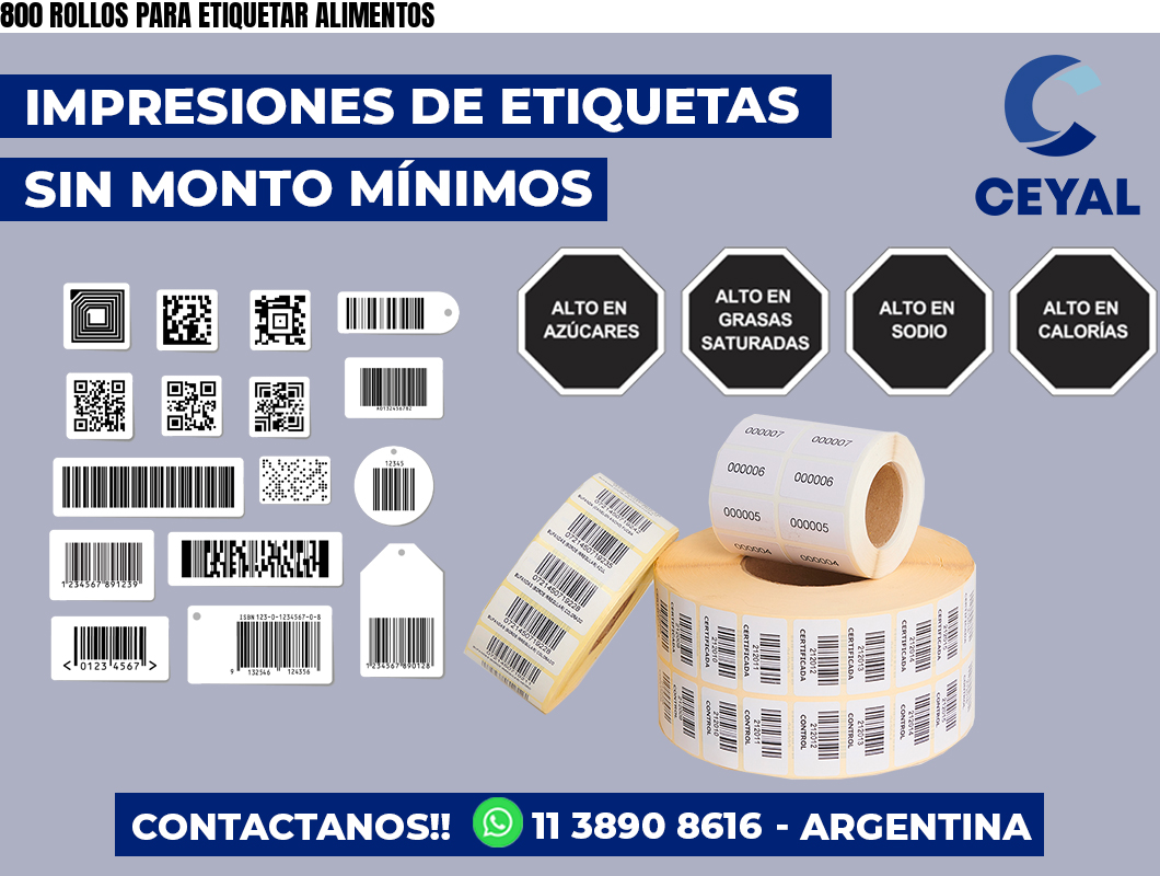 800 ROLLOS PARA ETIQUETAR ALIMENTOS