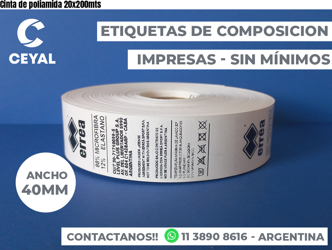Cinta de poliamida 20x200mts