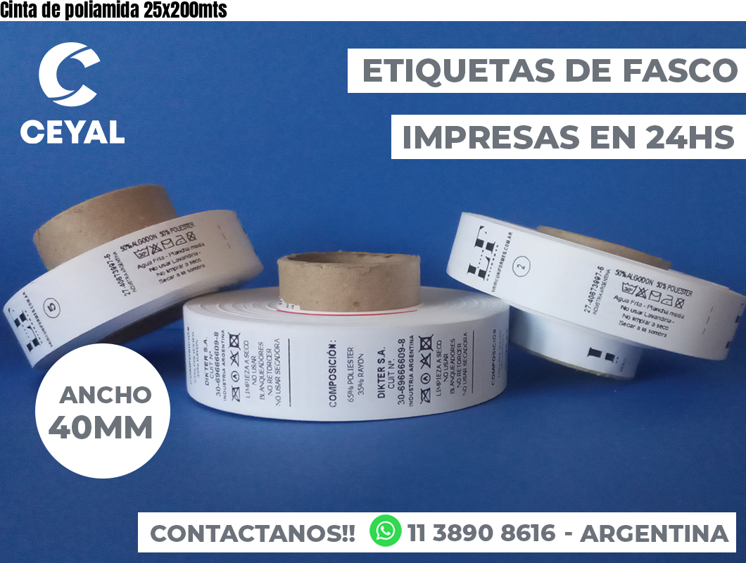 Cinta de poliamida 25x200mts