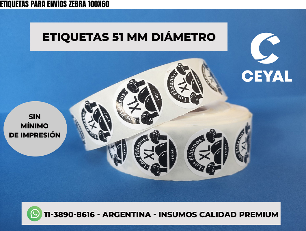 ETIQUETAS PARA ENVÍOS ZEBRA 100X60