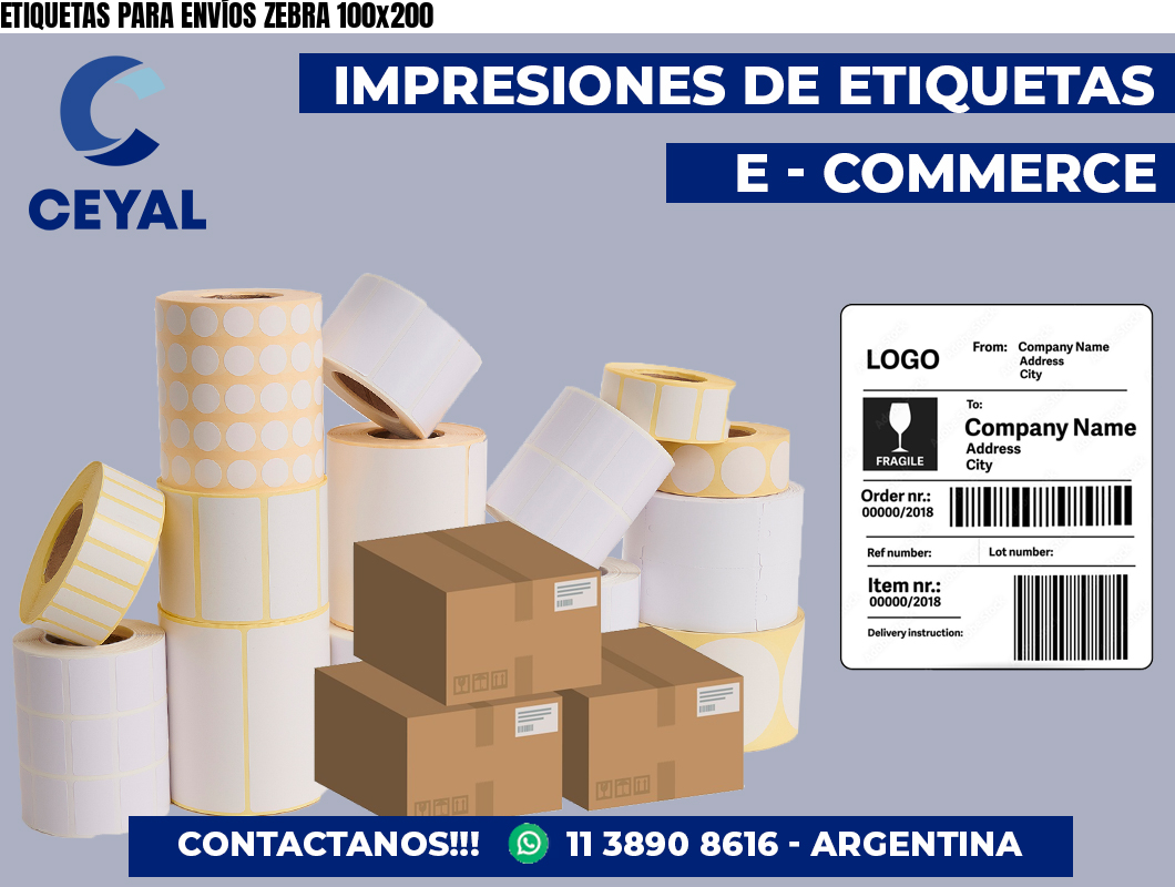 ETIQUETAS PARA ENVÍOS ZEBRA 100×200