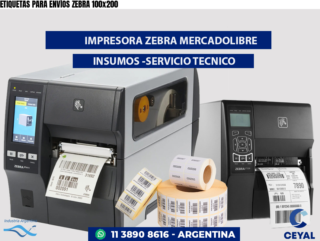 ETIQUETAS PARA ENVÍOS ZEBRA 100x200