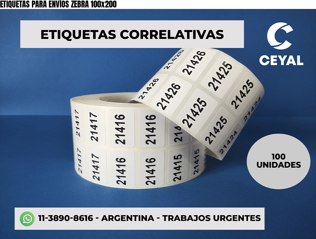 ETIQUETAS PARA ENVÍOS ZEBRA 100x200