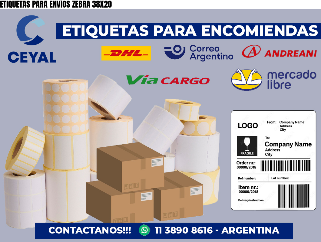 ETIQUETAS PARA ENVÍOS ZEBRA 38X20