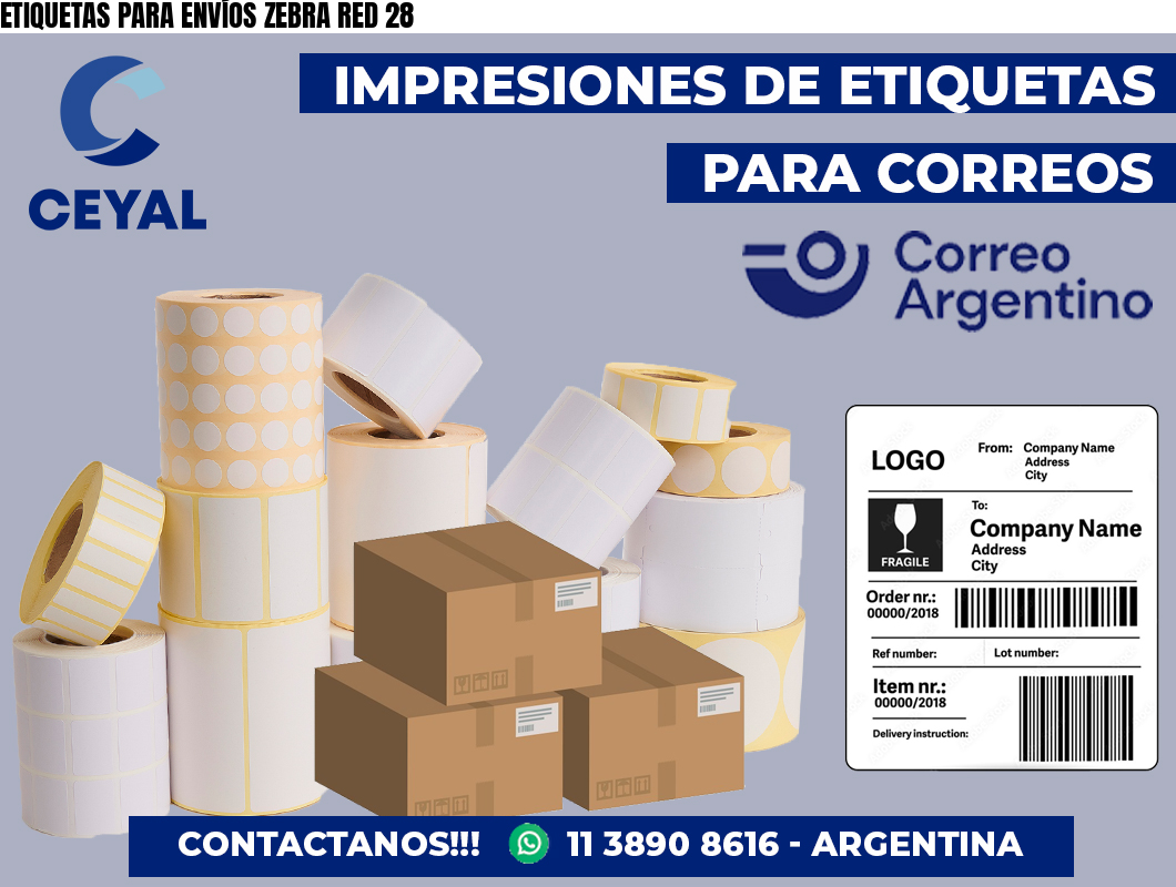 ETIQUETAS PARA ENVÍOS ZEBRA RED 28