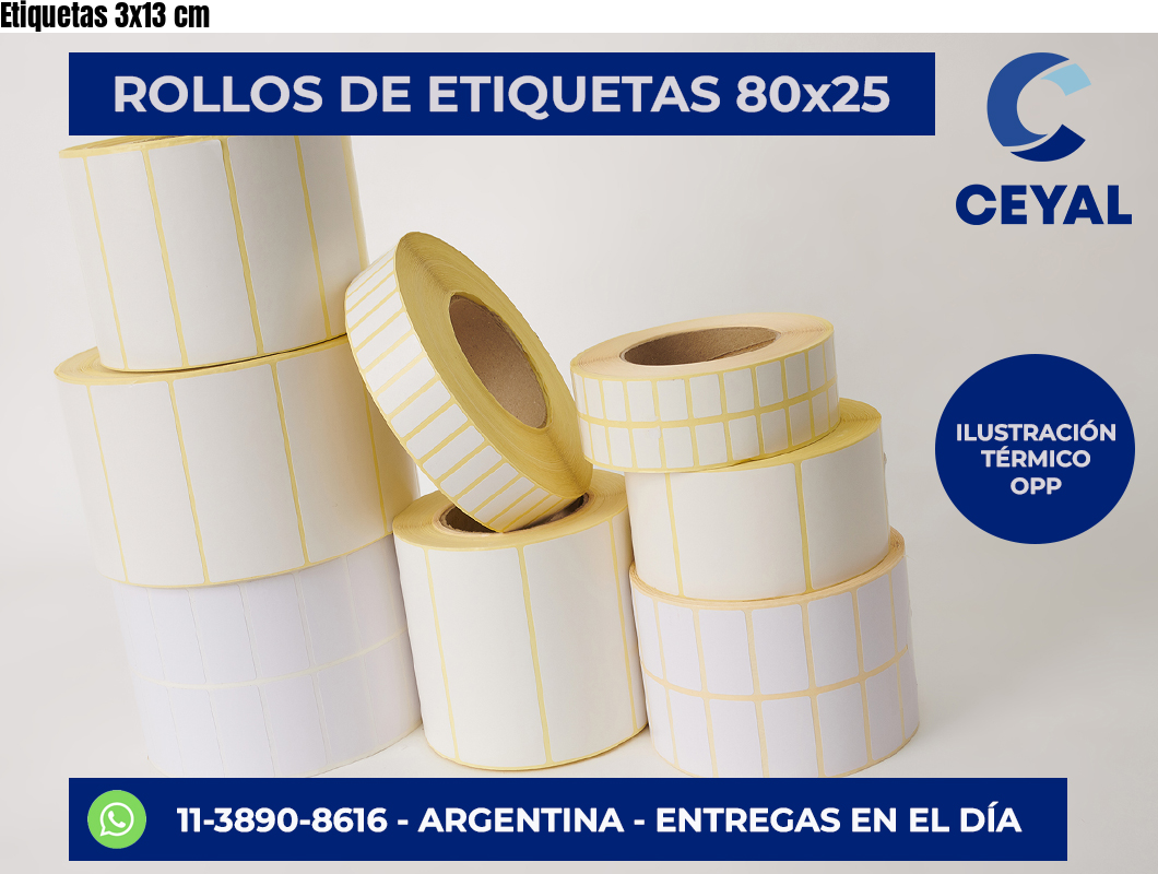 Etiquetas 3×13 cm