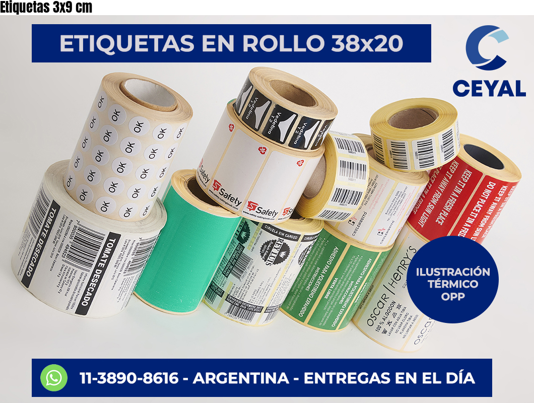 Etiquetas 3×9 cm