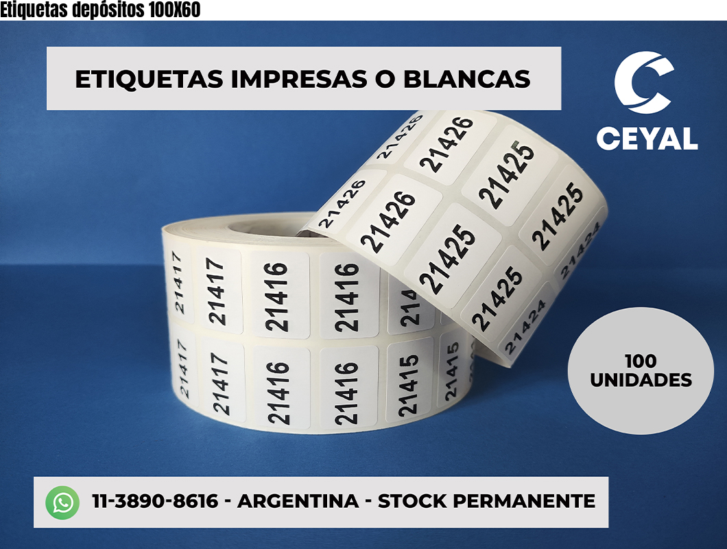 Etiquetas depósitos 100X60