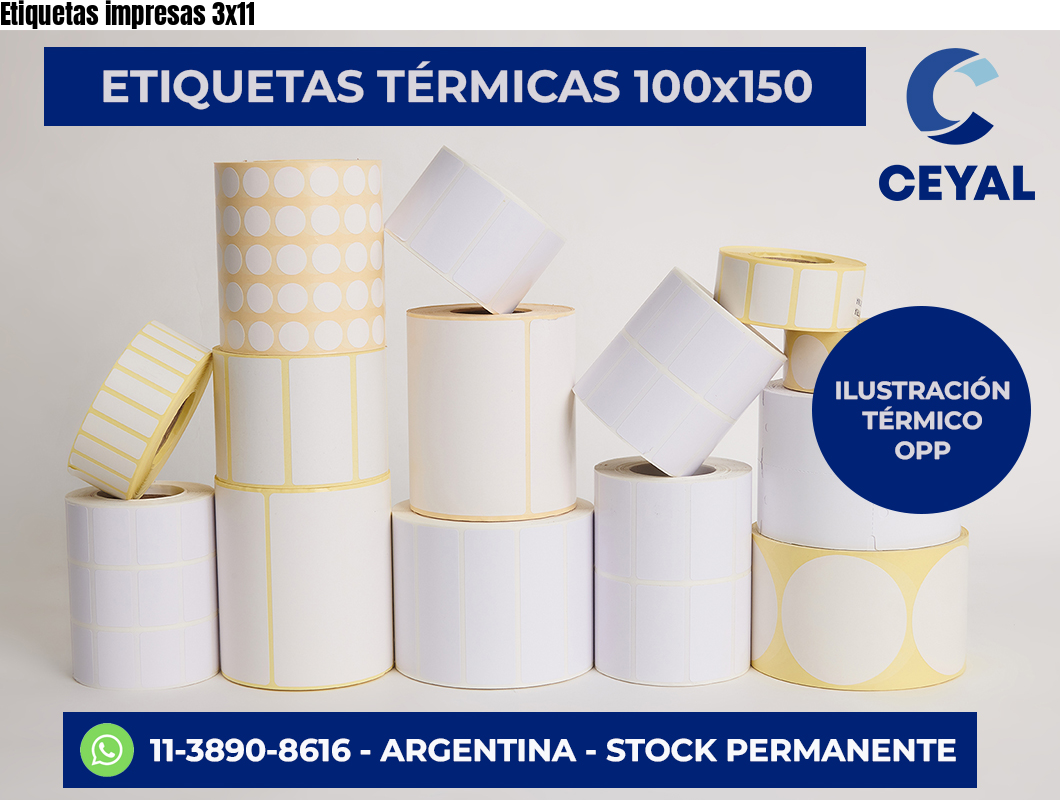 Etiquetas impresas 3×11