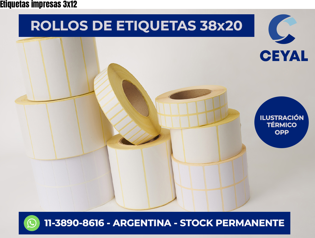 Etiquetas impresas 3×12