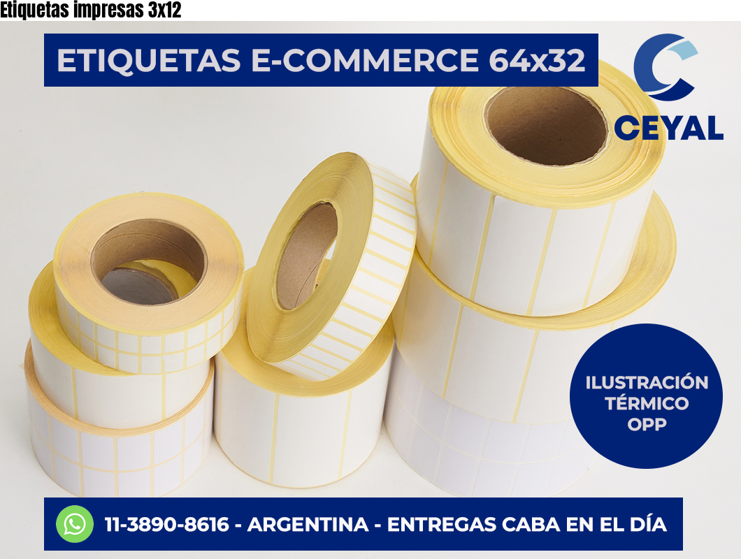 Etiquetas impresas 3×12