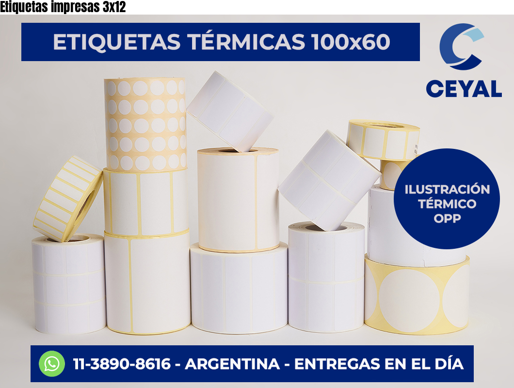 Etiquetas impresas 3×12