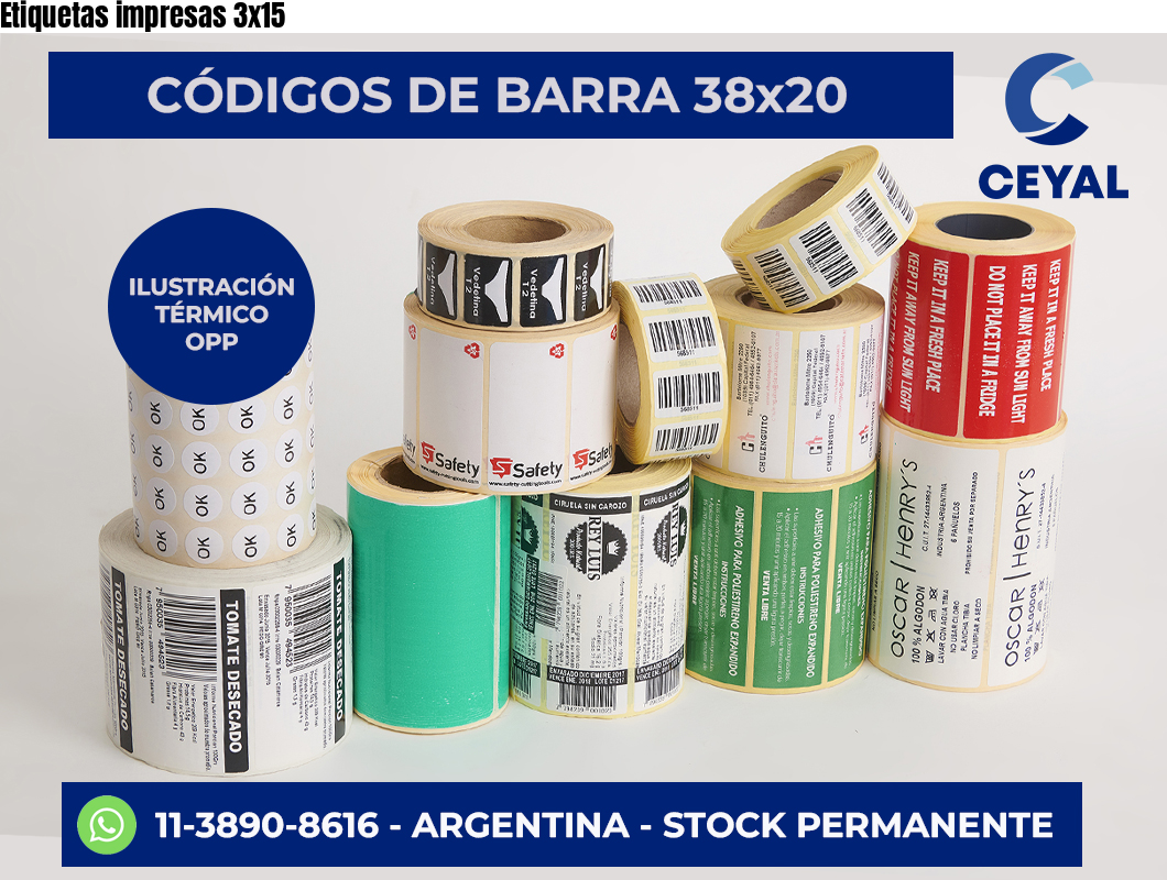 Etiquetas impresas 3×15