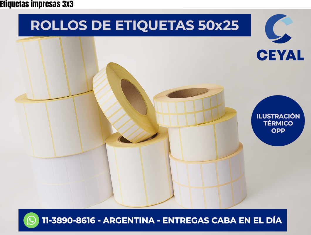 Etiquetas impresas 3×3