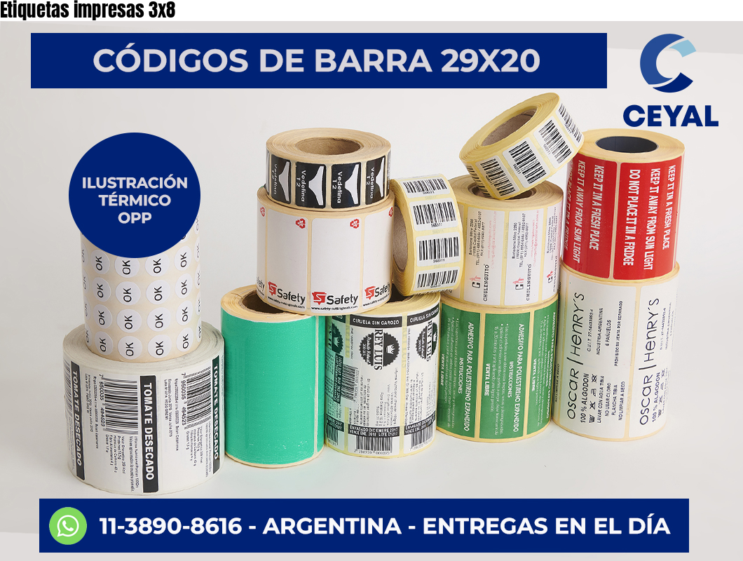 Etiquetas impresas 3×8