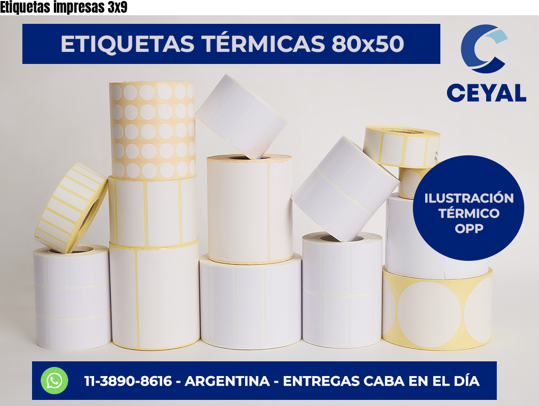 Etiquetas impresas 3×9
