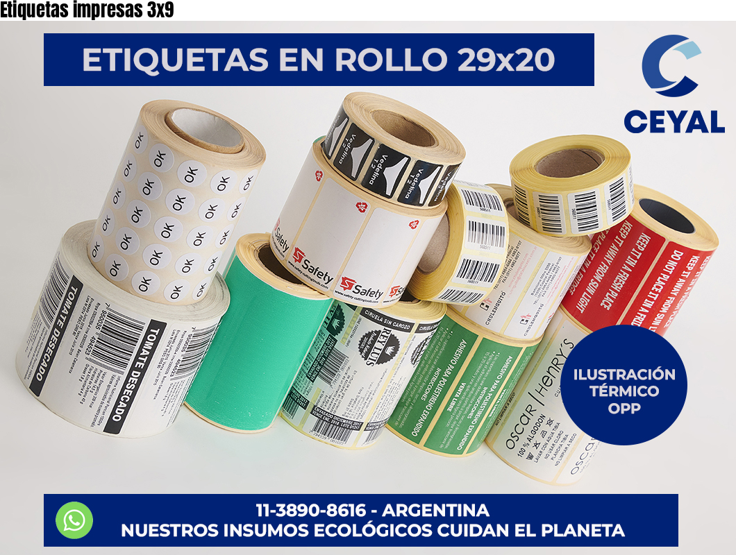 Etiquetas impresas 3×9