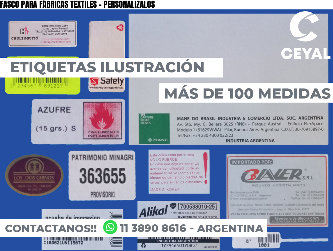 FASCO PARA FÁBRICAS TEXTILES - PERSONALIZALOS