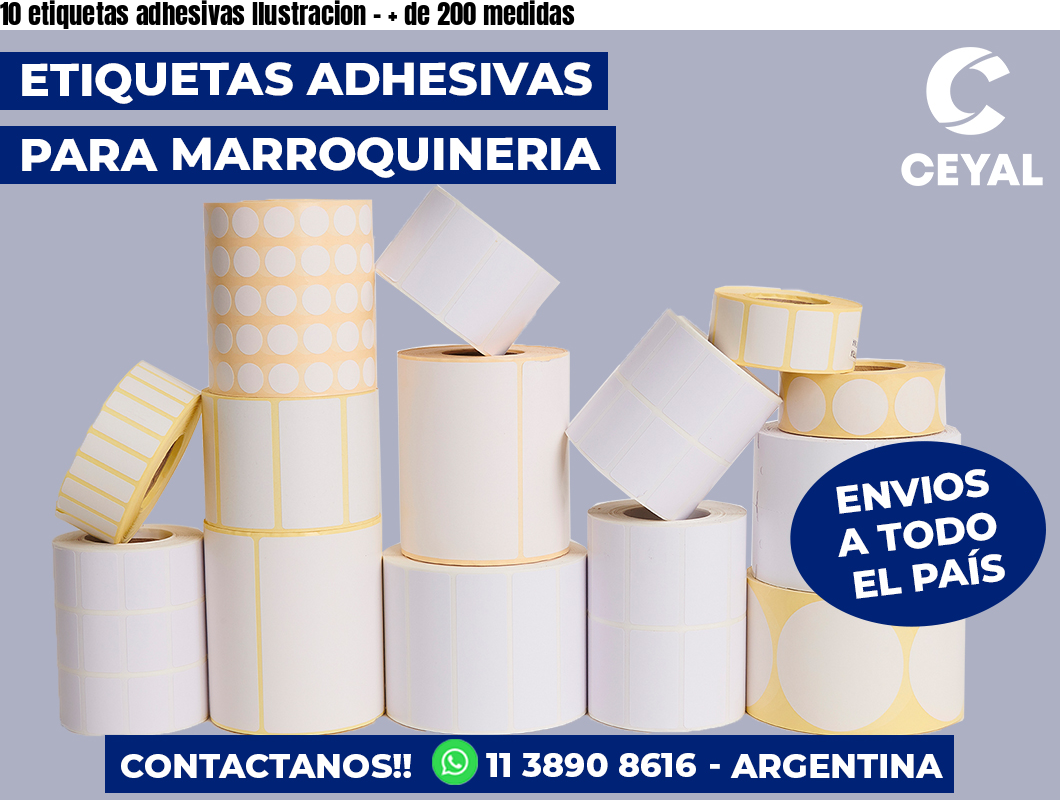 10 etiquetas adhesivas Ilustracion - + de 200 medidas