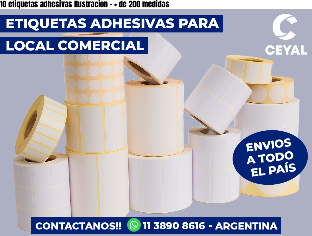 10 etiquetas adhesivas Ilustracion – + de 200 medidas