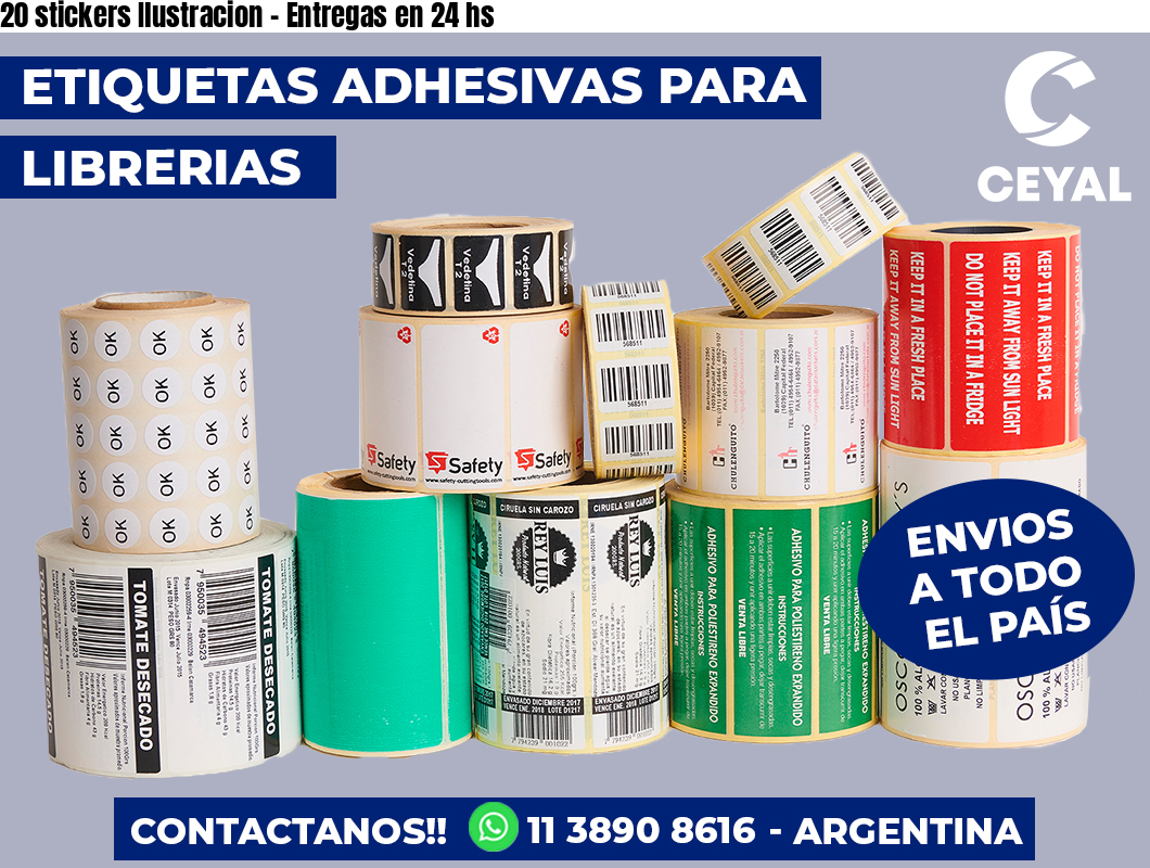 20 stickers Ilustracion - Entregas en 24 hs