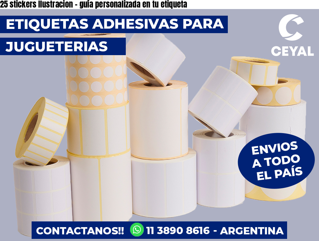 25 stickers Ilustracion - guía personalizada en tu etiqueta