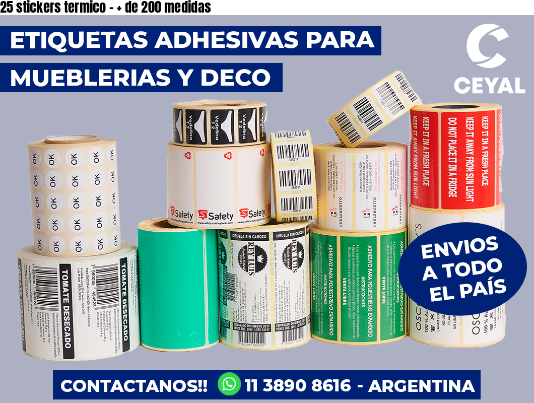 25 stickers termico - + de 200 medidas
