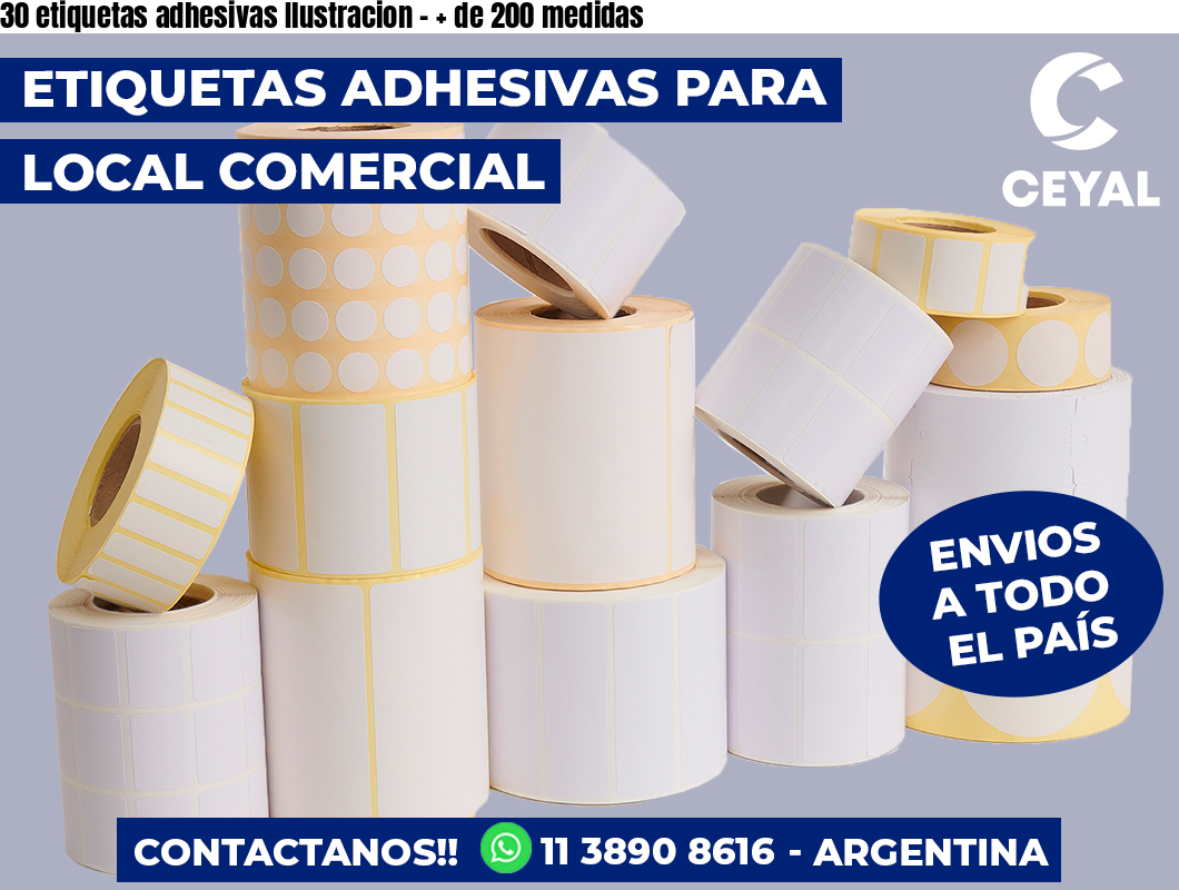 30 etiquetas adhesivas Ilustracion - + de 200 medidas