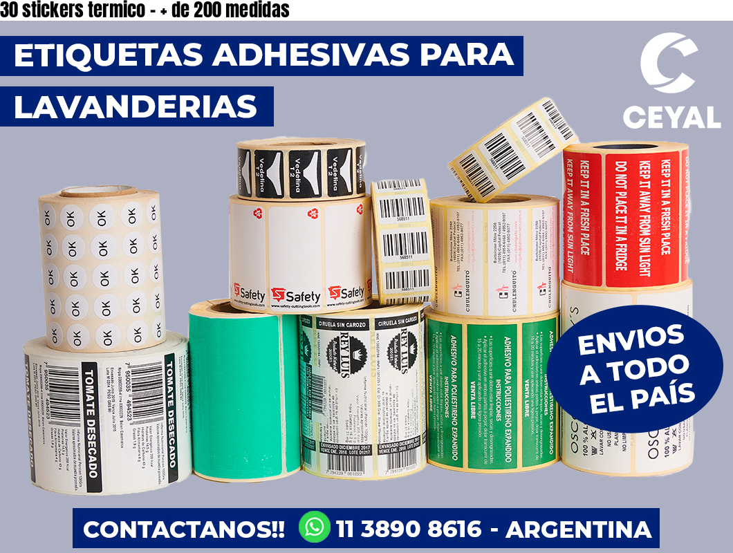 30 stickers termico - + de 200 medidas