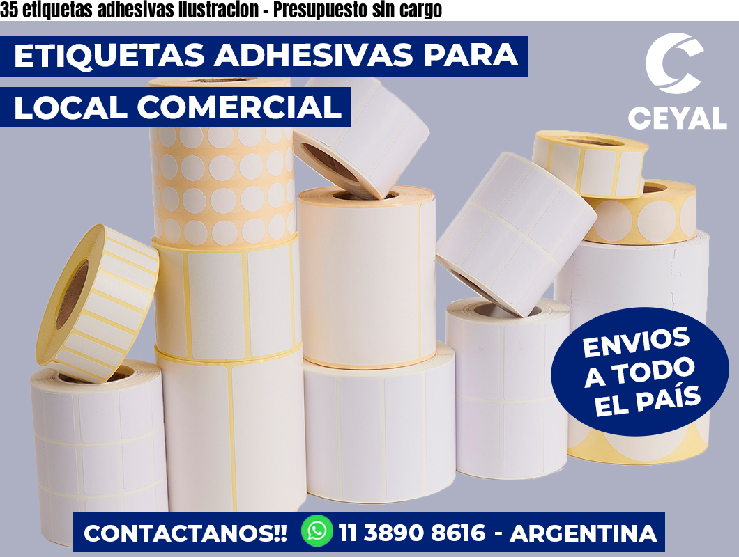 35 etiquetas adhesivas Ilustracion - Presupuesto sin cargo