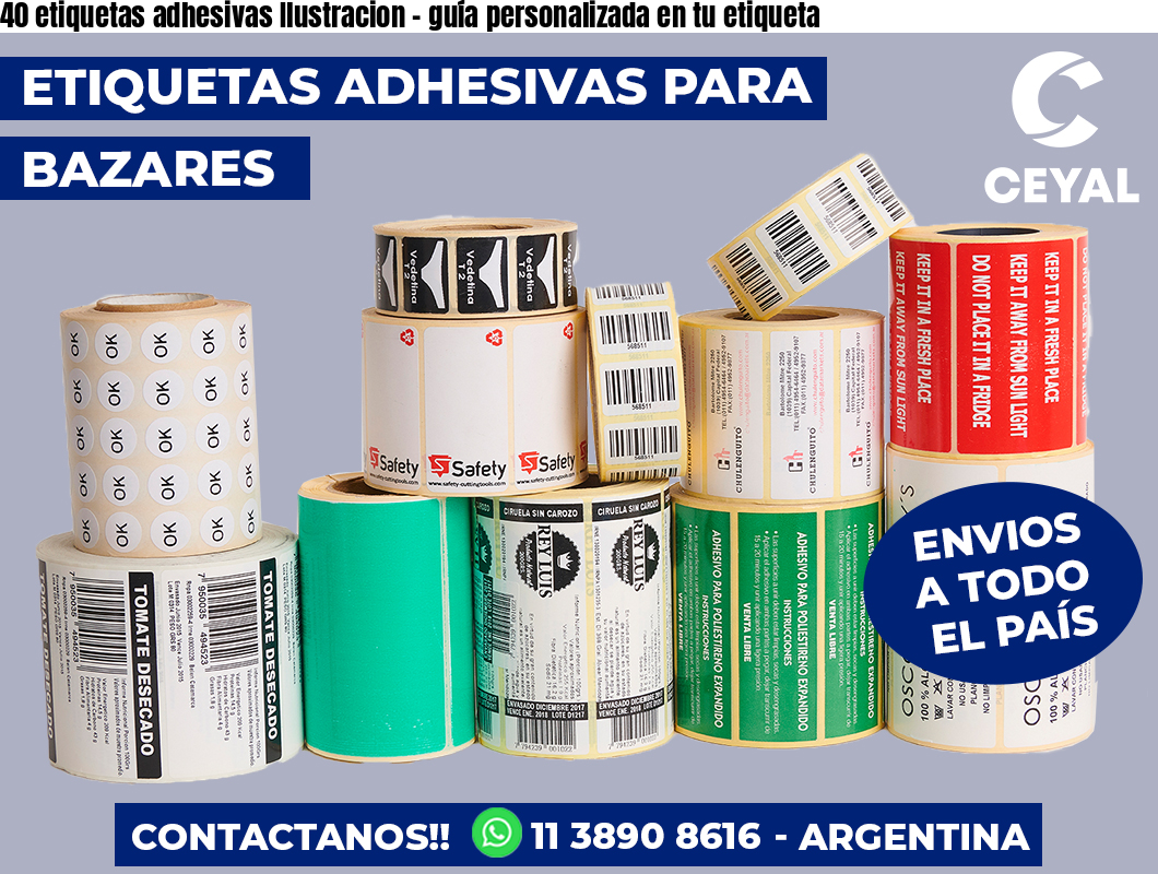 40 etiquetas adhesivas Ilustracion - guía personalizada en tu etiqueta