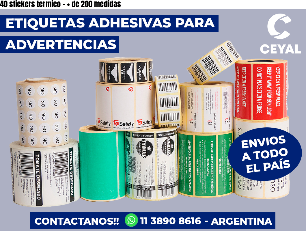 40 stickers termico - + de 200 medidas