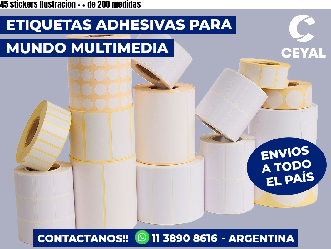 45 stickers Ilustracion - + de 200 medidas