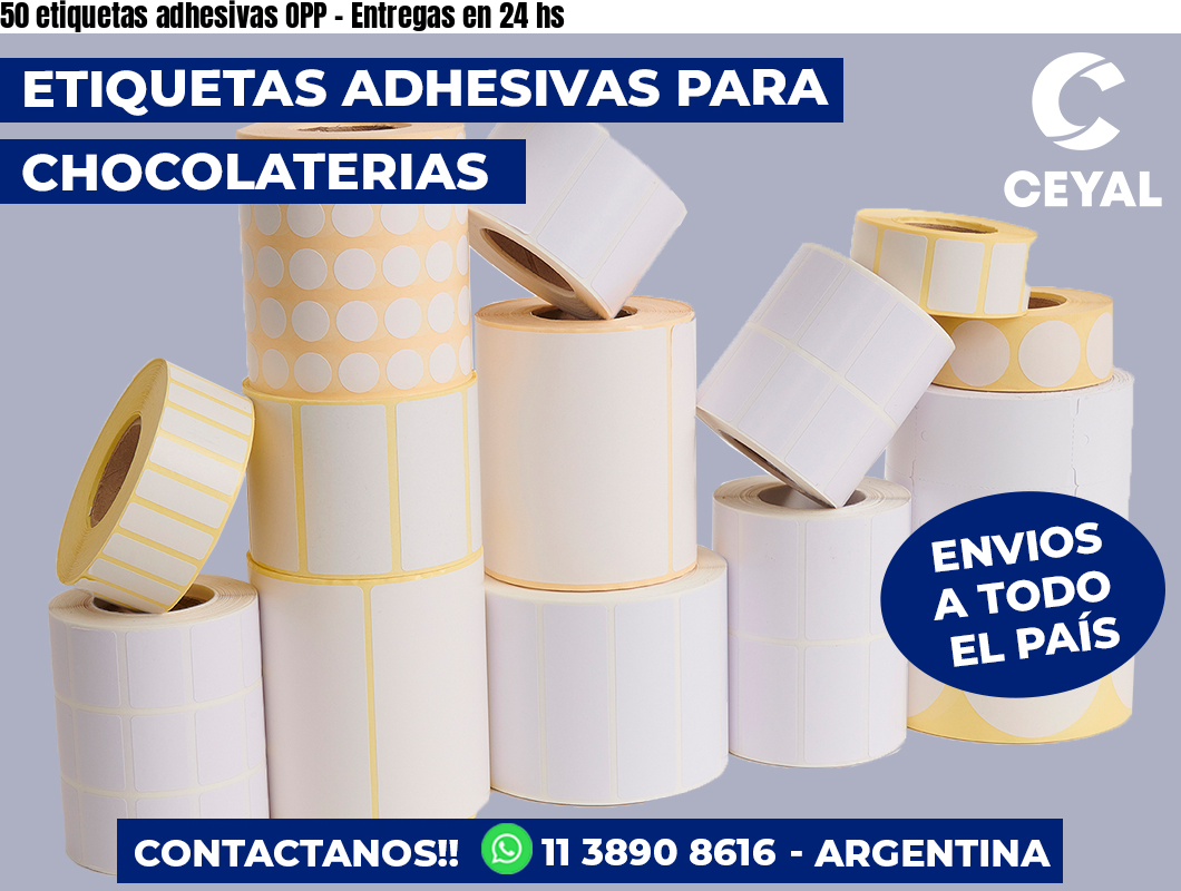 50 etiquetas adhesivas OPP - Entregas en 24 hs