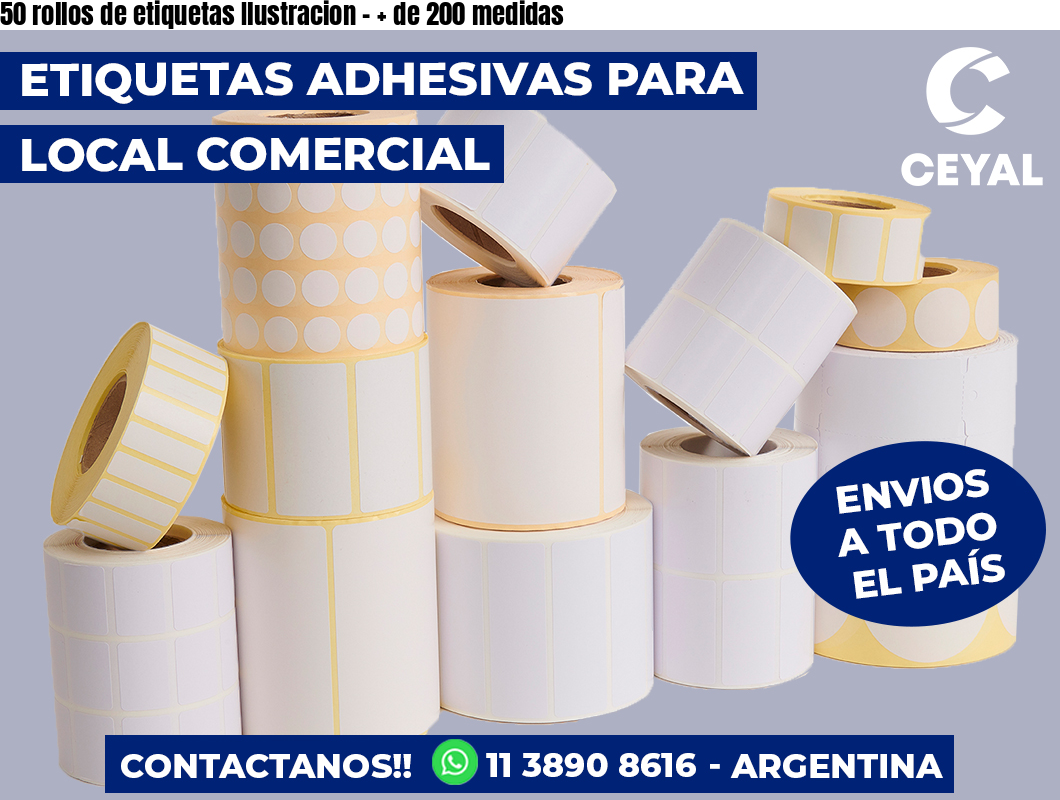 50 rollos de etiquetas Ilustracion – + de 200 medidas