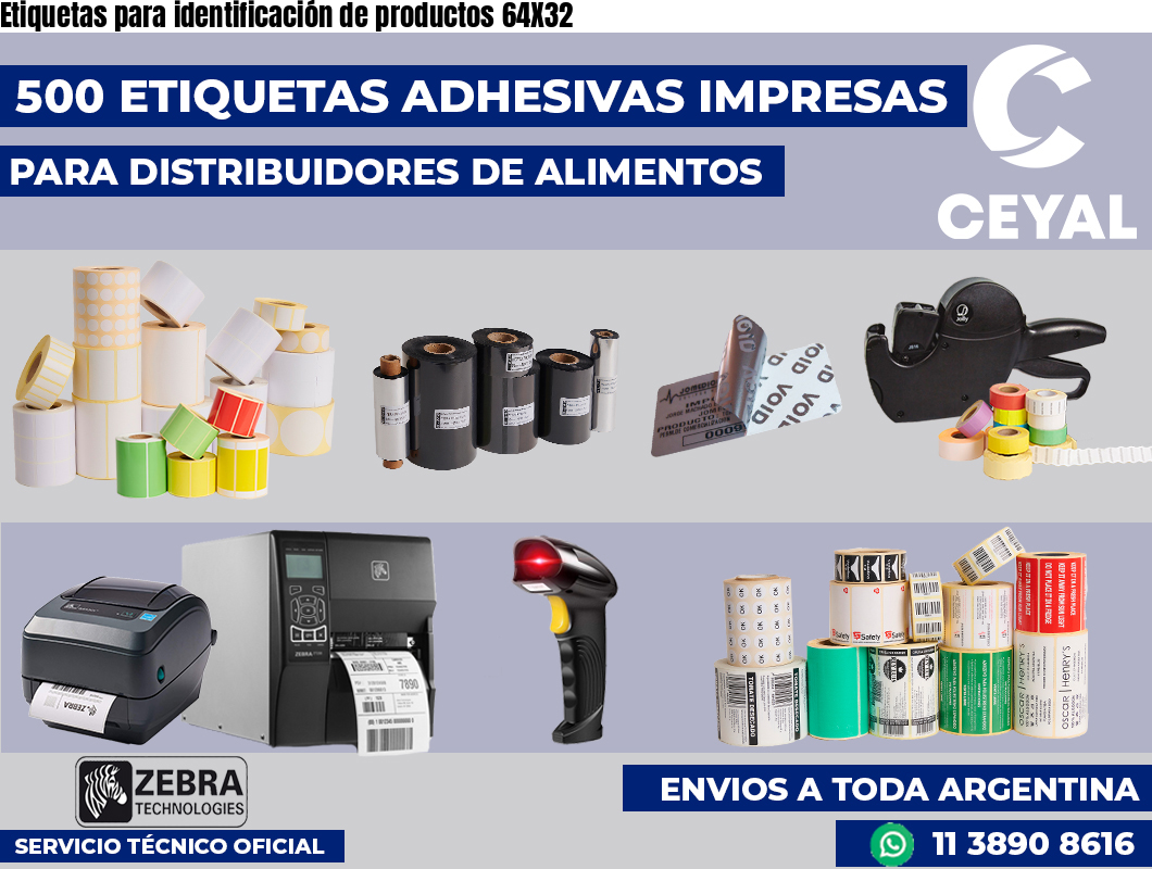 Etiquetas para identificación de productos 64X32