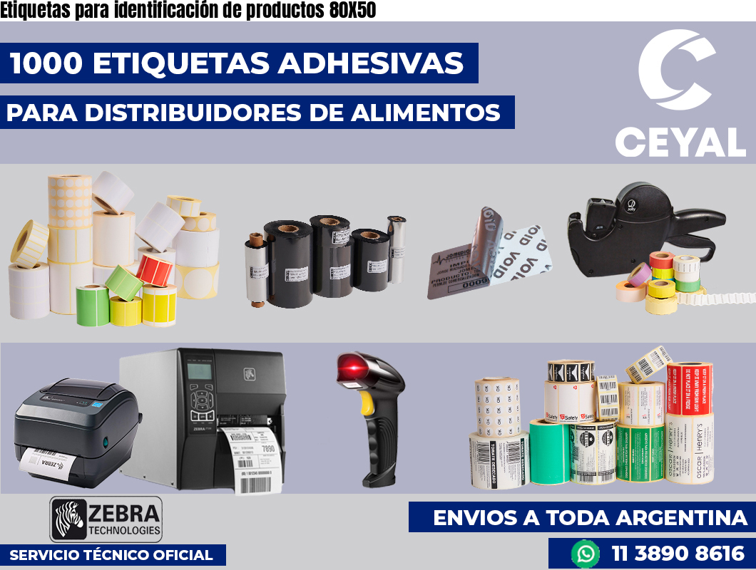 Etiquetas para identificación de productos 80X50
