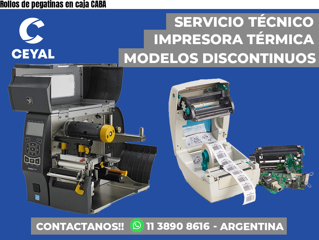 Rollos de pegatinas en caja CABA